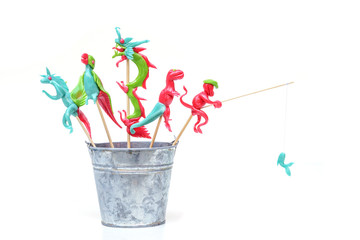 Thai lollipop candy in different shapes isolated