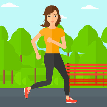Sportive woman jogging.