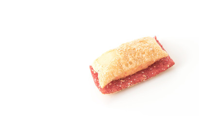 mini pie biscuit with strawberry jam
