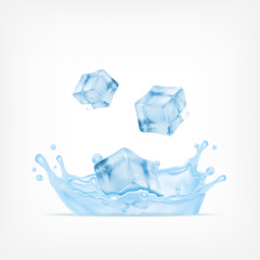 Ice cubes in water