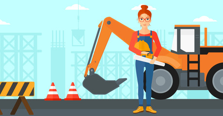 Engineer with hard hat and blueprint.