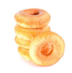 Fresh donuts isolated on white background.