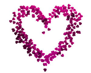Heart silhouette made of red confetti
