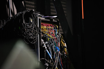 Distribution box cables on a stage