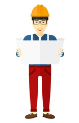 Engineer holding blueprint.