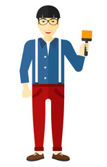 Painter with paint brush.
