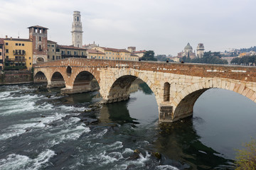 Fototapeta premium Ponte Pietra in the old town of Verona