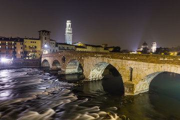 Naklejka premium Ponte Pietra in the old town of Verona