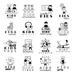 Fototapeta na wymiar Children Icons Set - Vector Illustration, Graphic Design. Collection Of Color Icons, For Web, Websites, Print, Presentation Templates, Mobile Applications And Promotional Materials