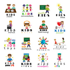 Children Icons Set - Vector Illustration, Graphic Design. Collection Of Color Icons, For Web, Websites, Print, Presentation Templates, Mobile Applications And Promotional Materials