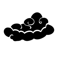 Cloud icon. Abstract stylized fairytale view sign. Black on white. Vector