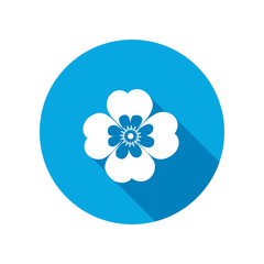 Chamomile, forget-me-not flower icons. Floral symbol. Round blue circle flat icon with long shadow. Vector - 102179142