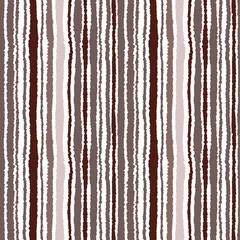 Seamless striped pattern. Vertical narrow lines. Torn paper, shred edge texture. Brown, white colored background. Vector