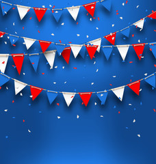 Fototapeta premium Bright Background with Bunting Flags for American Holidays