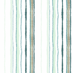 Seamless strip pattern. Vertical lines with torn paper effect. Shred edge background. Cold, soft, gray, green, white colors. Winter theme. Vector