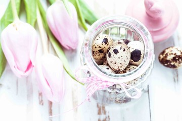 quai eggs in masson jar, Easter decoration