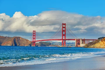 Papier Peint photo Plage de Baker, San Francisco Famous Golden Gate bridge in San Francisco, USA