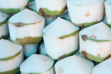 Fresh coconuts in the market