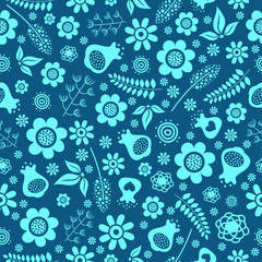 Flowers pattern blue