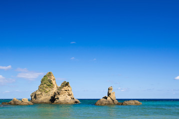 Fototapeta na wymiar 沖縄のビーチ・ヒレーの浜・伊江の浜 