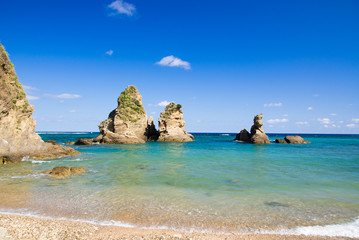 Naklejka premium 沖縄のビーチ・ヒレーの浜・伊江の浜 