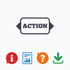 Action sign icon. Motivation button with arrow.