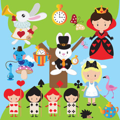 Fototapeta na wymiar Alice in Wonderland vector illustration