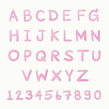 Pink watercolor font.