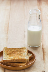 Toast with milk bottle
