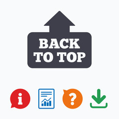 Back to top arrow sign icon. Scroll up symbol.