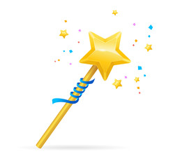 Magic Wand with Shining Star. Vector