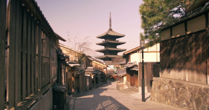 Sliding shot of beautiful temple in Kyoto, Japan February 02, 2016
