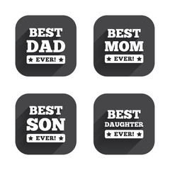 Best mom and dad, son, daughter icons.