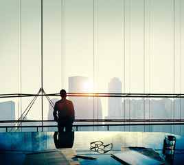 Businessman Thinking Aspirations Goals Contemplating Concept