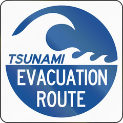 United States MUTCD emergency road sign - Tsunami evacuation route