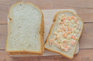 Whole wheat bread cut on slices.