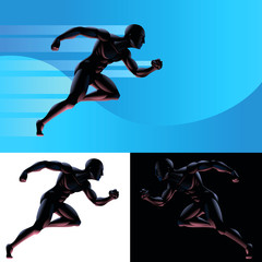 Fototapeta na wymiar Male sprinting running in profile