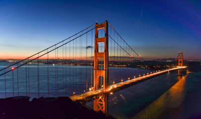 Fototapeta na wymiar Golden Gate Glow And Reflections