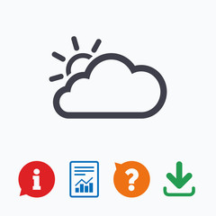 Cloud and sun sign icon. Weather symbol.