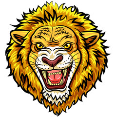 Cartoon head angry lion mascot 