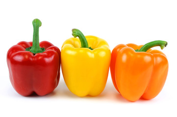 colorful peppers isolated on white background