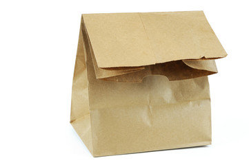 recycle brown paper bag isolated on white background