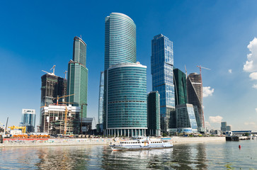 Fototapeta premium view on new Moscow City buildings