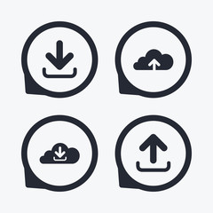 Download now signs. Upload from cloud icon.