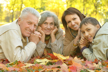 Fototapeta premium Grandmother with boy in park