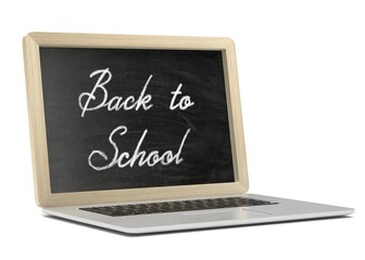  Laptop with chalkboard, back to school, education concept