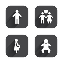 Family lifetime icons. Couple love and pregnancy