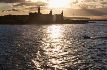 Castle in tne sunset sea