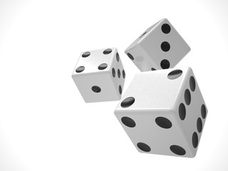 three dices on white