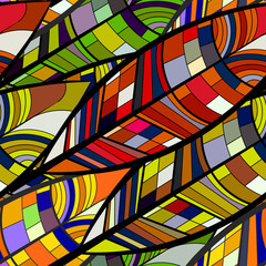 Obrazy na Plexi  Plemienny wzór ze stylizowanymi liśćmi. Ilustracja wektorowa